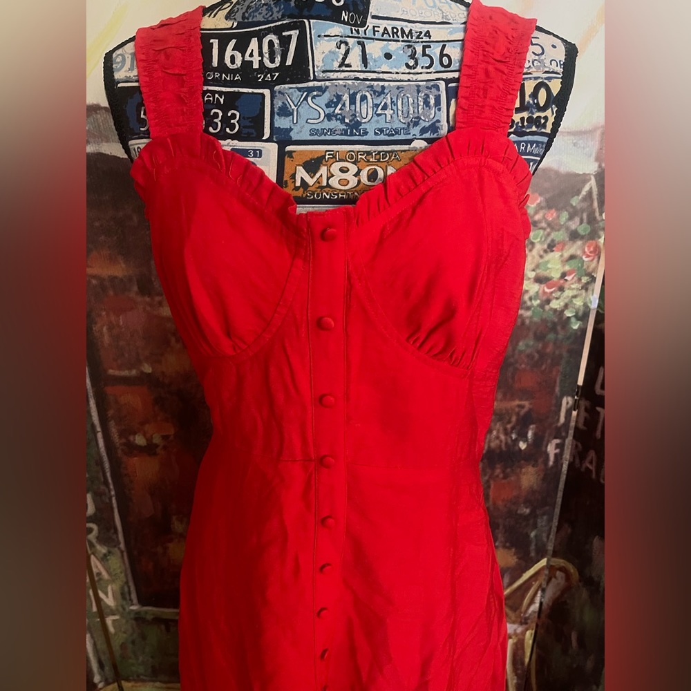 Lady in red dress
